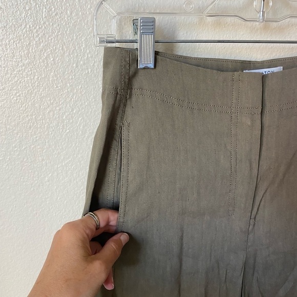 Aritzia Babaton Women’s Halston Pants Olive Green Size 8 Cropped Wide Leg - Picture 4 of 10